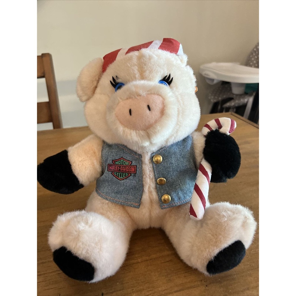 1998 Harley Davidson Motorcycle Christmas Hog Pig W/ Candy Cane 10 " Plush NWT